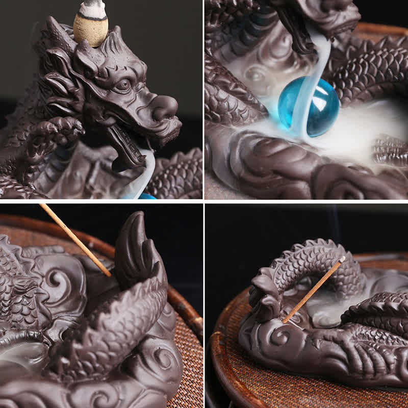 Brûleur Dragon Argile Pourpre – Symbole de Chance et Protection