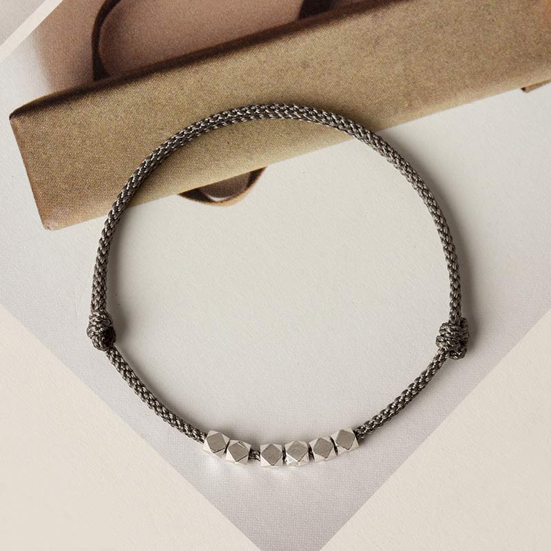 Bracelet / Chevillère Tressé(e) Fil Rouge & Argent Sterling 925
