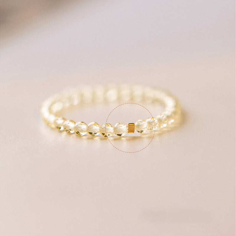 Bague Prospérité en Citrine Naturelle – Plaqué Or 14 Carats – Anneau Lumineux Unisexe