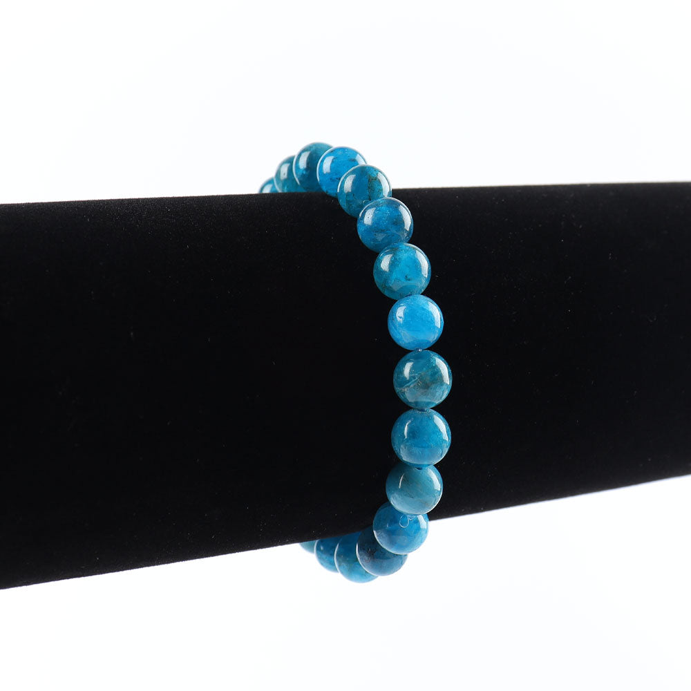 Bracelet en Apatite Bleue Naturelle 8 mm, Perles Polies Symboliques