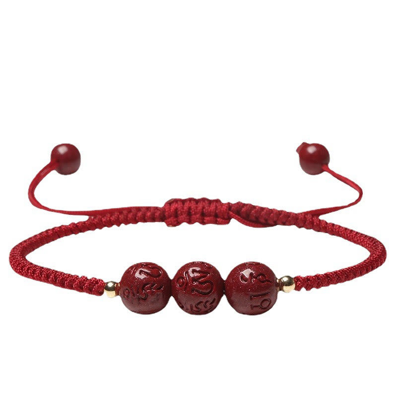 Bracelet Cinabre 8mm Om Mani Padme Hum – Concentration & Énergie