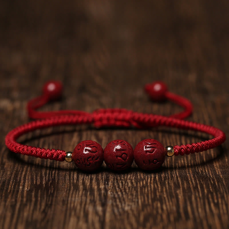 Bracelet Cinabre 8mm Om Mani Padme Hum – Concentration & Énergie