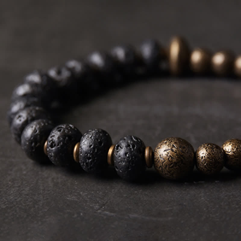 Bracelet Spirituel Équilibre en Pierre de Lave 8 mm & Cuivre