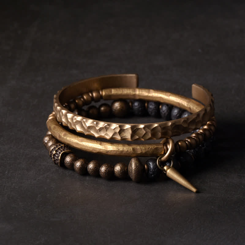 Bracelet Spirituel Équilibre en Pierre de Lave 8 mm & Cuivre