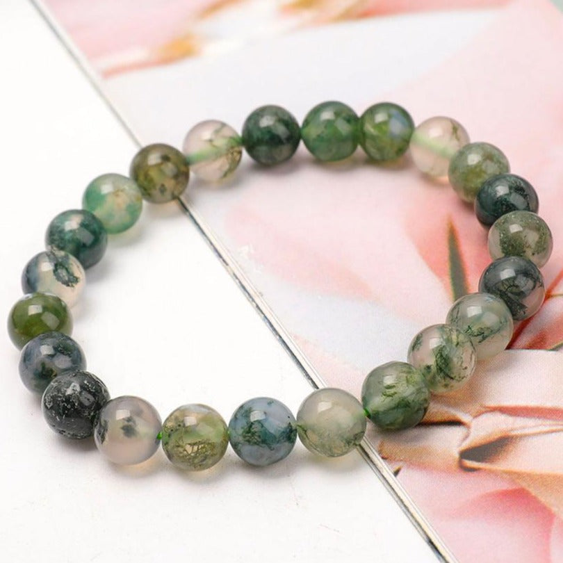 Bracelet en Agate Mousse Naturelle 8 mm