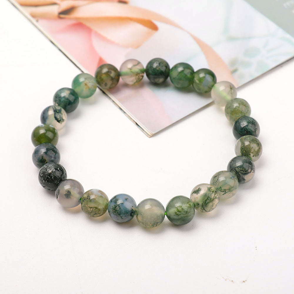 Bracelet en Agate Mousse Naturelle 8 mm