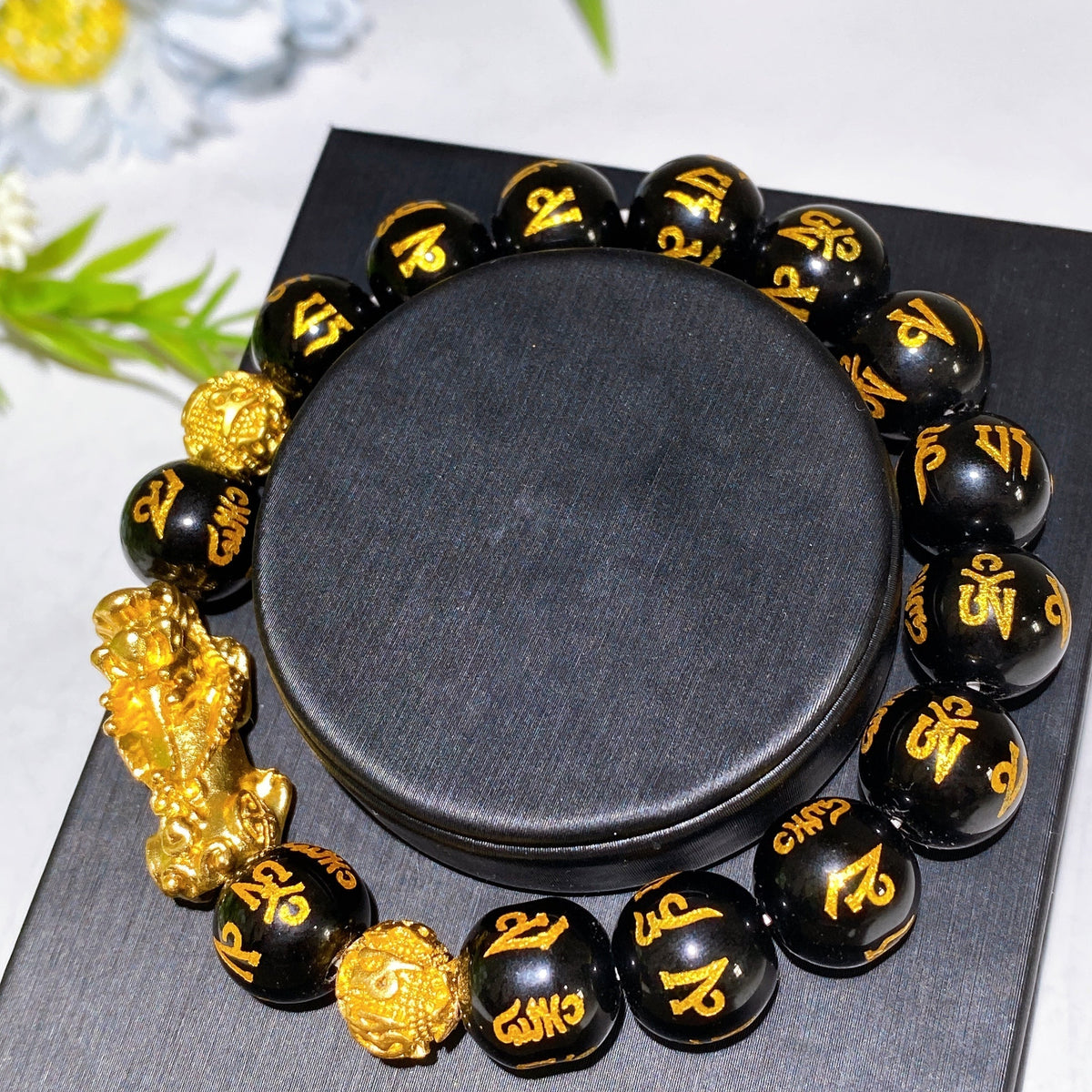 Bracelet Pixiu en Pierres Naturelles – Tradition Feng Shui – Perles 8 ou 12 mm