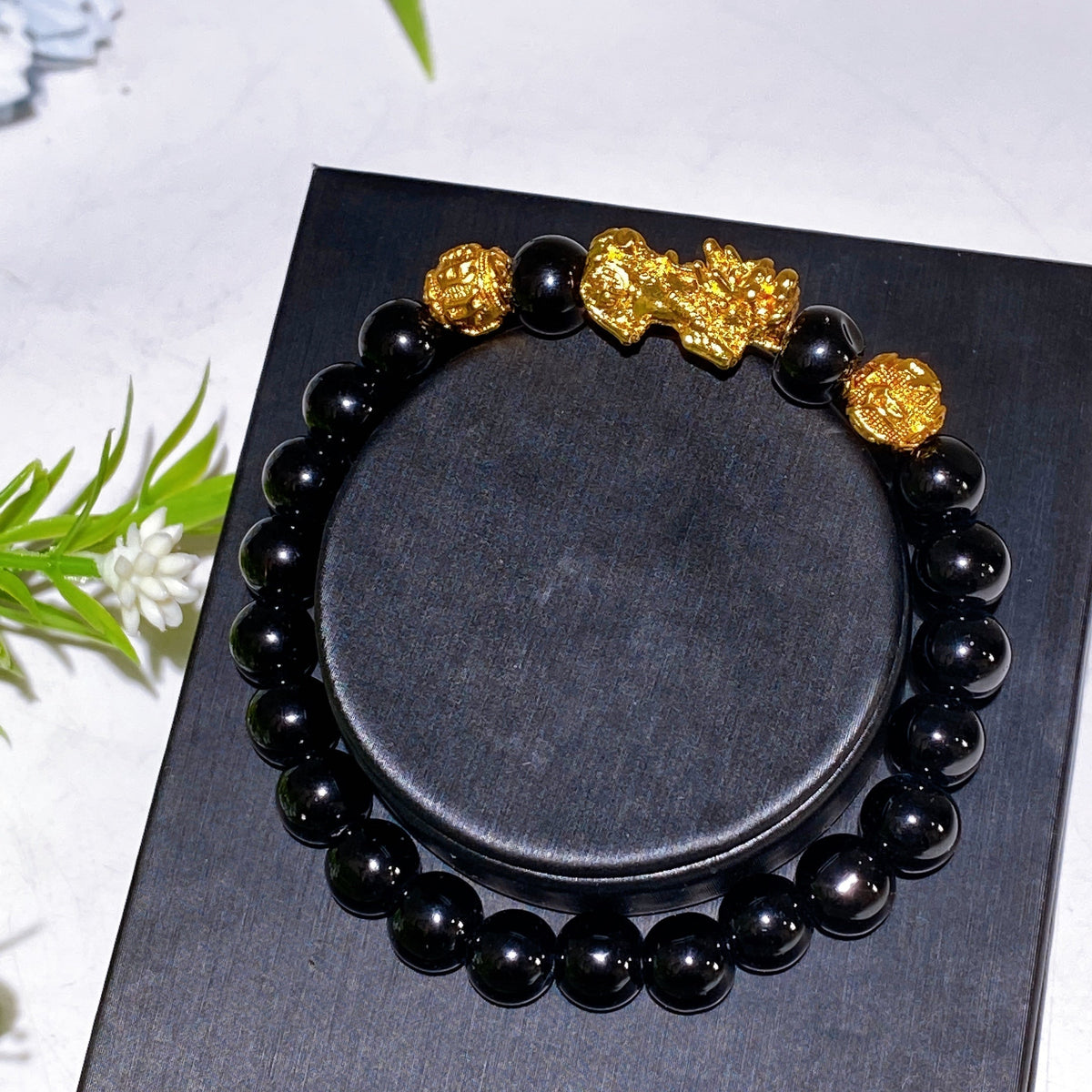 Bracelet Pixiu en Pierres Naturelles – Tradition Feng Shui – Perles 8 ou 12 mm