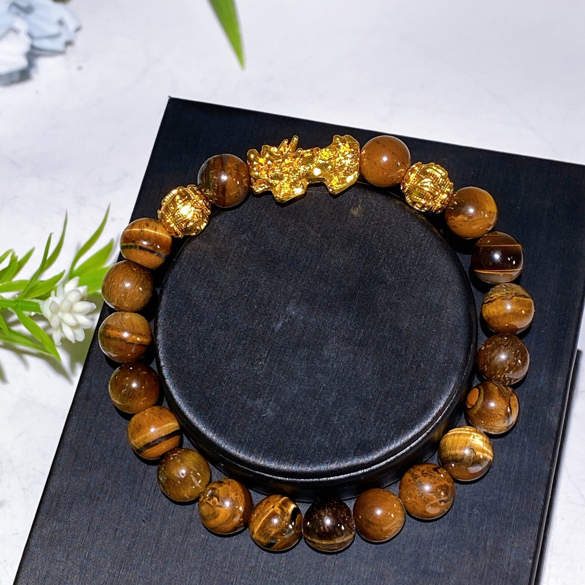Bracelet Pixiu en Pierres Naturelles – Tradition Feng Shui – Perles 8 ou 12 mm