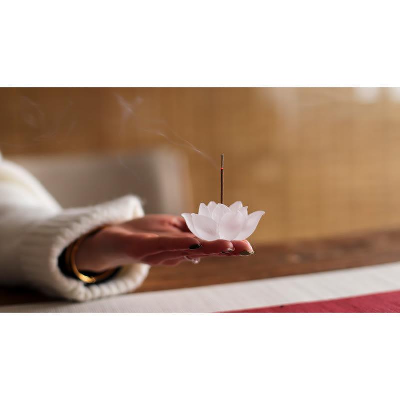 Porte-Encens Lotus Blanc en Cristal Liuli – Méditation & Sérénité