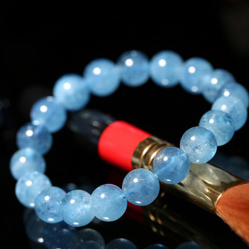 Bracelet Paix en Aigue-Marine Naturelle 8 mm | Clarté & Sérénité Symbolique