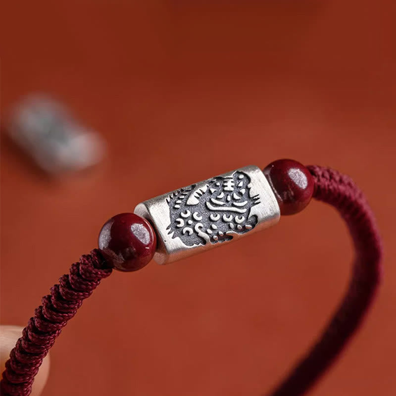 Bracelet de Protection Zodiaque Chinois en Argent Sterling 925 & Fil Rouge (Ajustable)