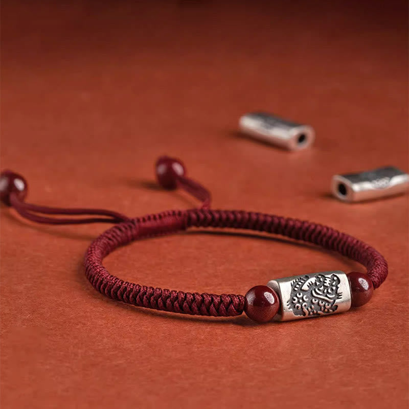 Bracelet de Protection Zodiaque Chinois en Argent Sterling 925 & Fil Rouge (Ajustable)