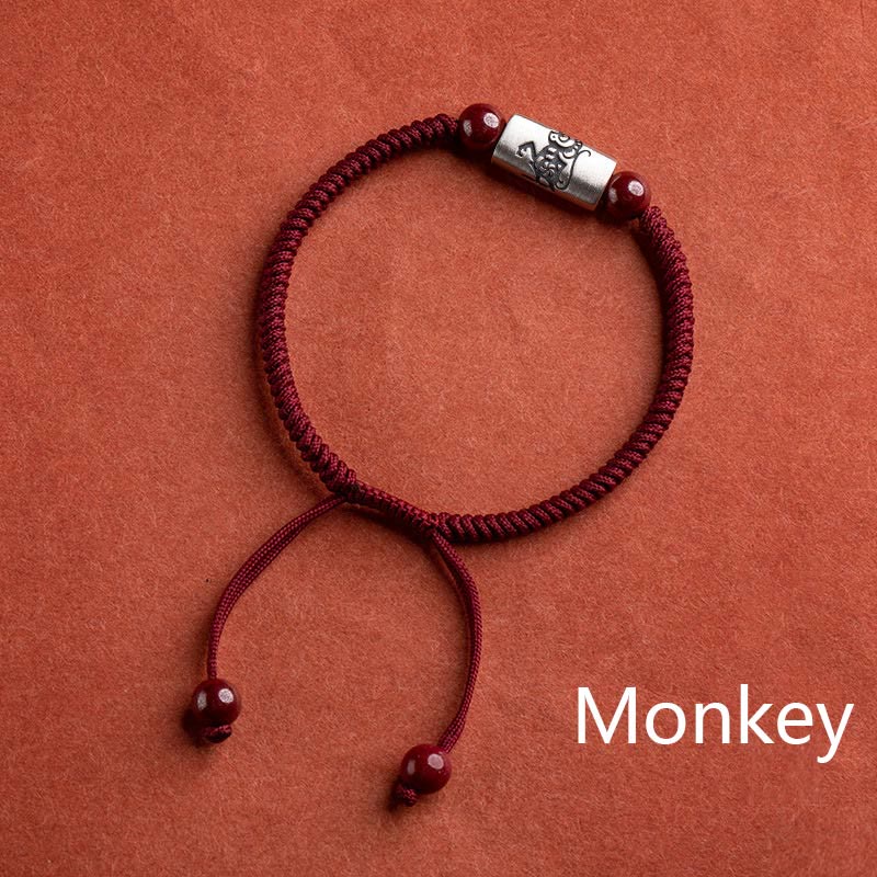 Bracelet de Protection Zodiaque Chinois en Argent Sterling 925 & Fil Rouge (Ajustable)