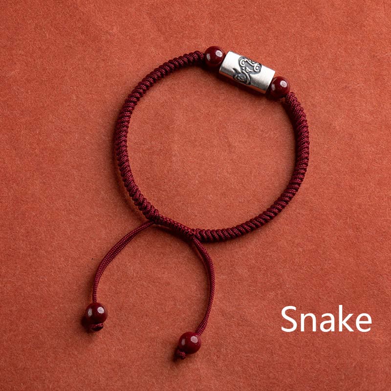 Bracelet de Protection Zodiaque Chinois en Argent Sterling 925 & Fil Rouge (Ajustable)