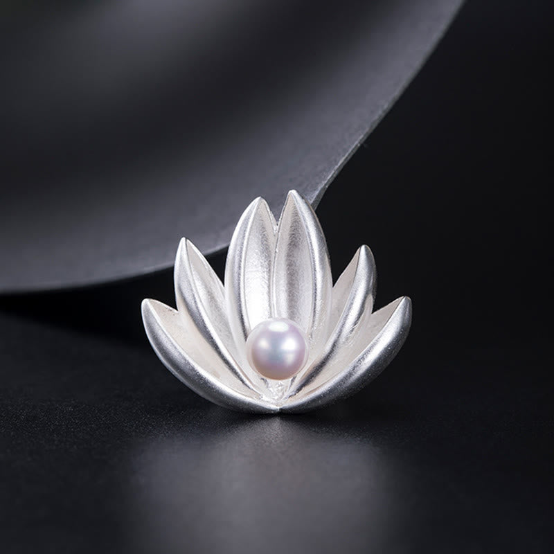Broche Lotus & Perle Argent 925 – Renaissance & Élégance