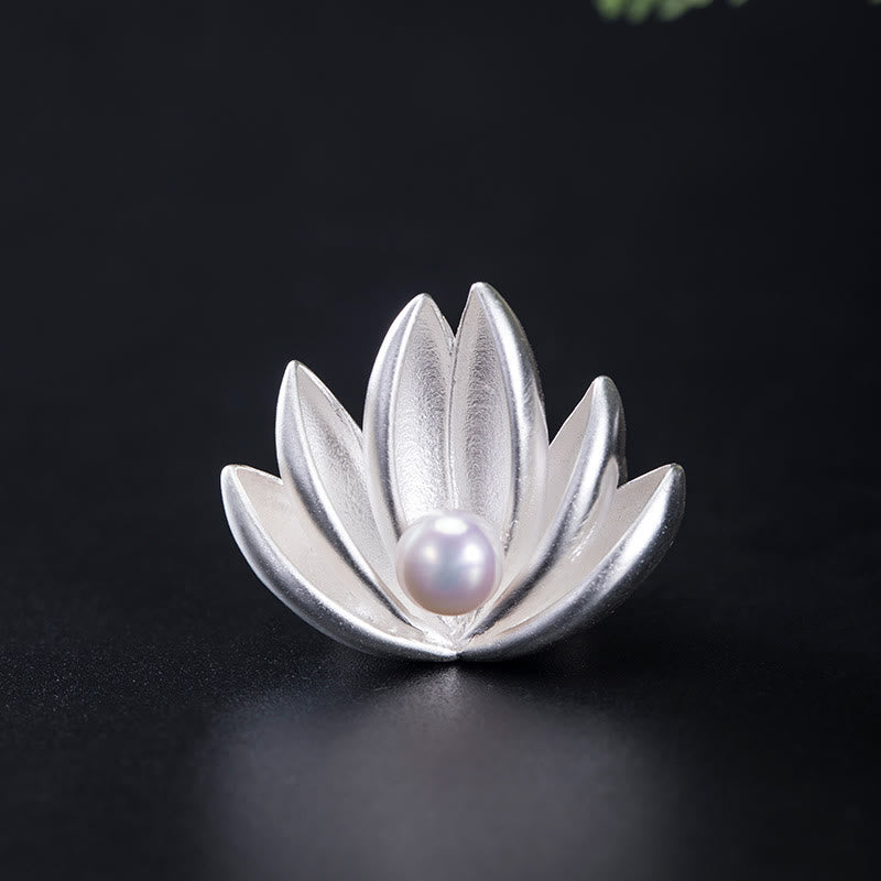 Broche Lotus & Perle Argent 925 – Renaissance & Élégance