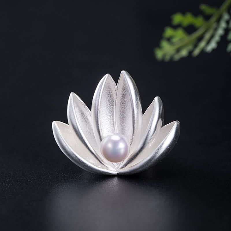 Broche Lotus & Perle Argent 925 – Renaissance & Élégance