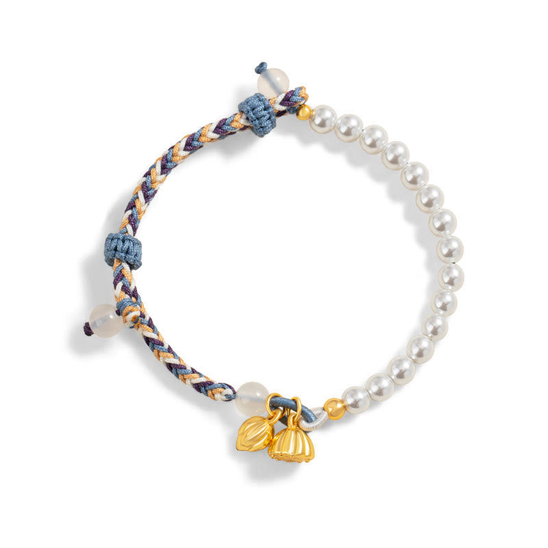 Bracelet Lotus Perle & Calcédoine Argent 925 – Pureté & Harmonie