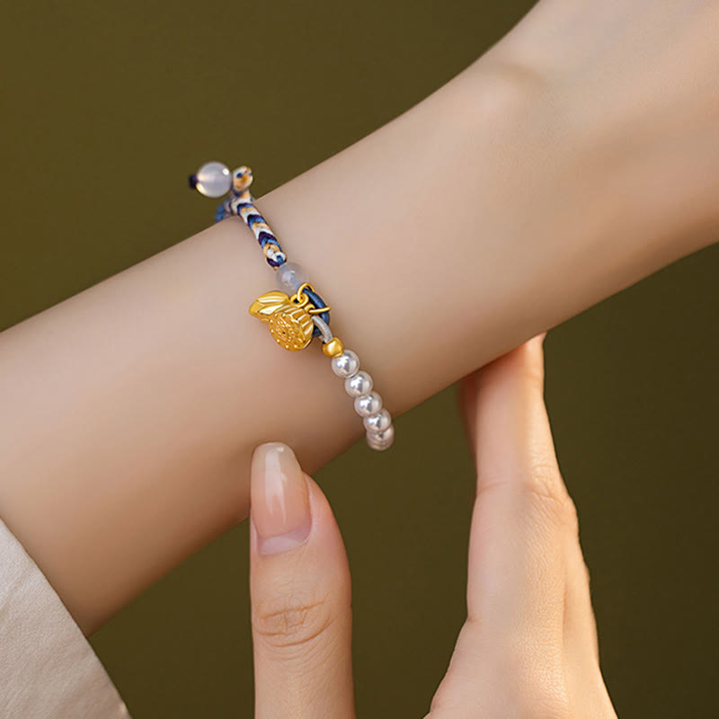 Bracelet Lotus Perle & Calcédoine Argent 925 – Pureté & Harmonie