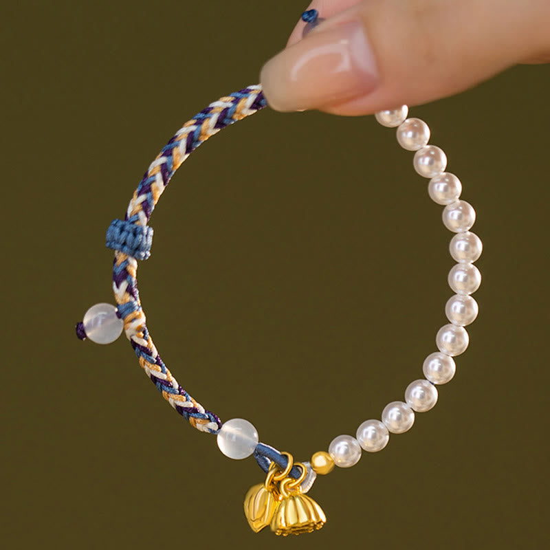 Bracelet Lotus Perle & Calcédoine Argent 925 – Pureté & Harmonie