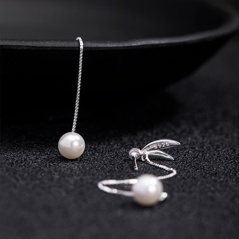 Boucles d’Oreilles Pendantes Bambou & Perles en Argent 925