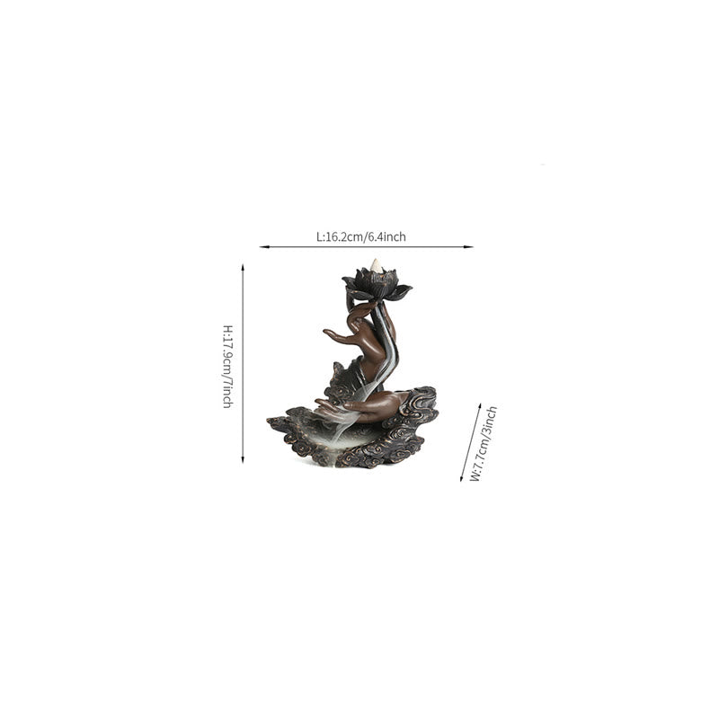 Brûleur d’Encens Lotus & Bouddha en Résine – Backflow & Décoration Zen