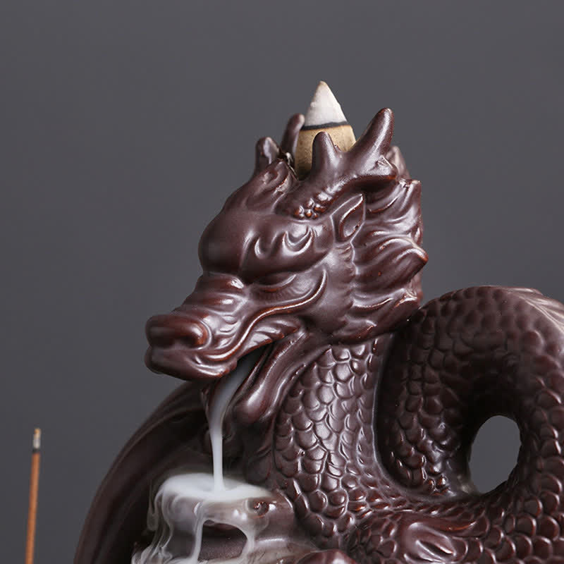 Porte-Encens Dragon en Céramique – Énergie de Succès et Protection