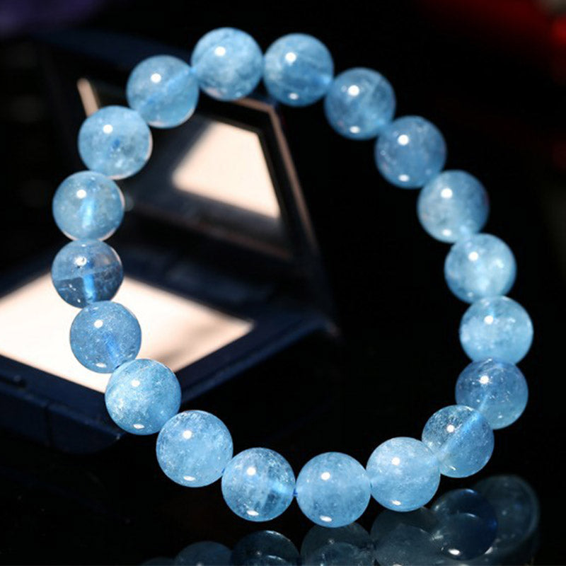 Bracelet Paix en Aigue-Marine Naturelle 8 mm | Clarté & Sérénité Symbolique