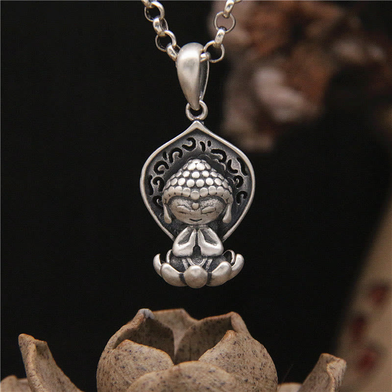 Collier Bouddha & Lotus en Argent 999 – 45 cm