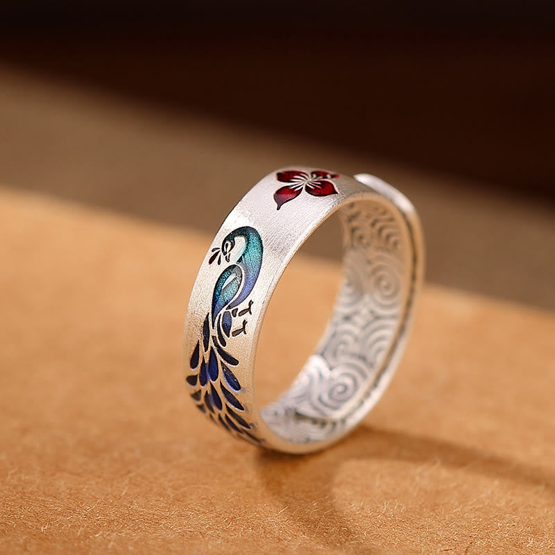 Bague Lotus & Paon Argent 999 – Fortune & Élégance