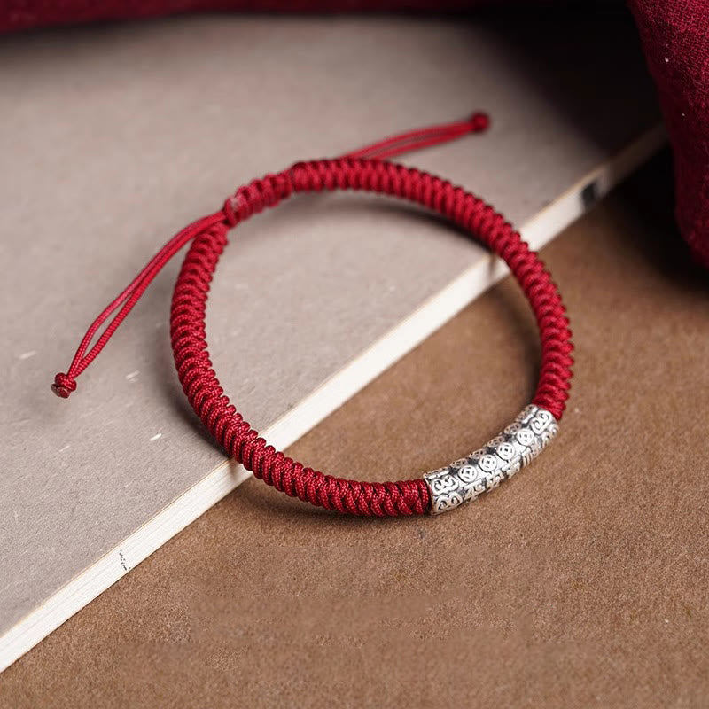Bracelet Om Mani Padme Hum Argent 999 & Corde 5mm – Protection & Stabilité
