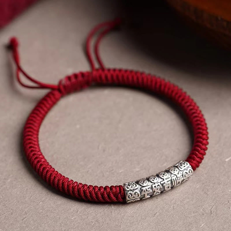 Bracelet Om Mani Padme Hum Argent 999 & Corde 5mm – Protection & Stabilité