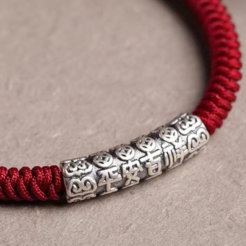 Bracelet Om Mani Padme Hum Argent 999 & Corde 5mm – Protection & Stabilité