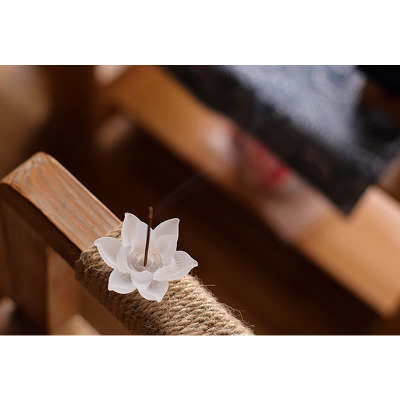 Porte-Encens Lotus Blanc en Cristal Liuli – Méditation & Sérénité