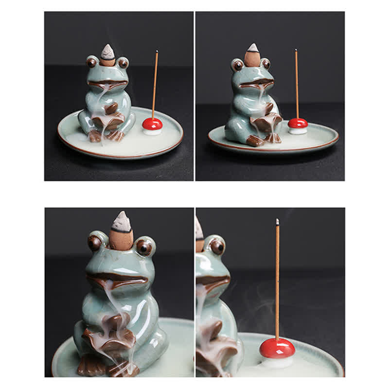Brûleur d’Encens Céramique Grenouille de Méditation Zen
