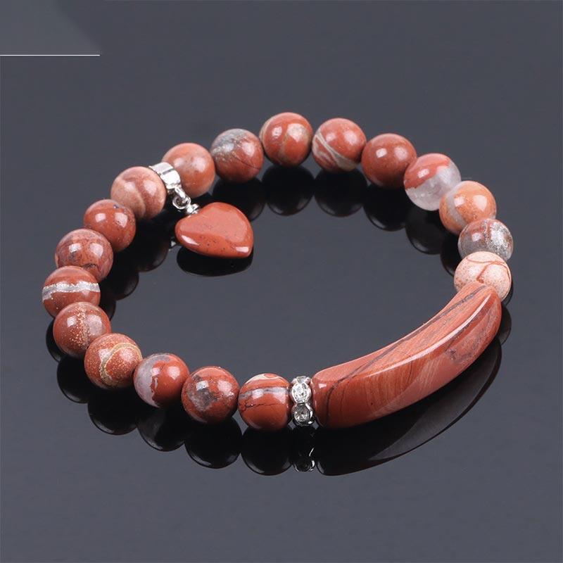 Bracelet en Améthyste Naturelle Forme Cœur 8 mm, Perles Artisanales