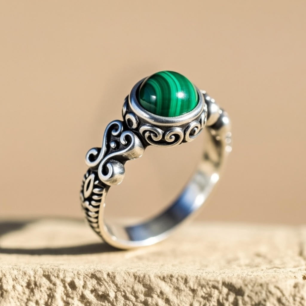 Bague “Purification & Harmonie” en Malachite – Équilibre Naturel & Élégance Minérale