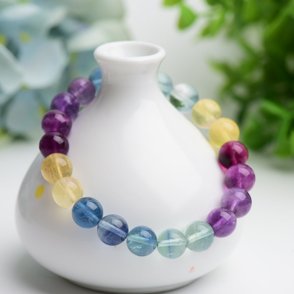 Bracelet en Fluorite Naturelle Multicolore – Harmonie & Concentration – Perles 9 mm