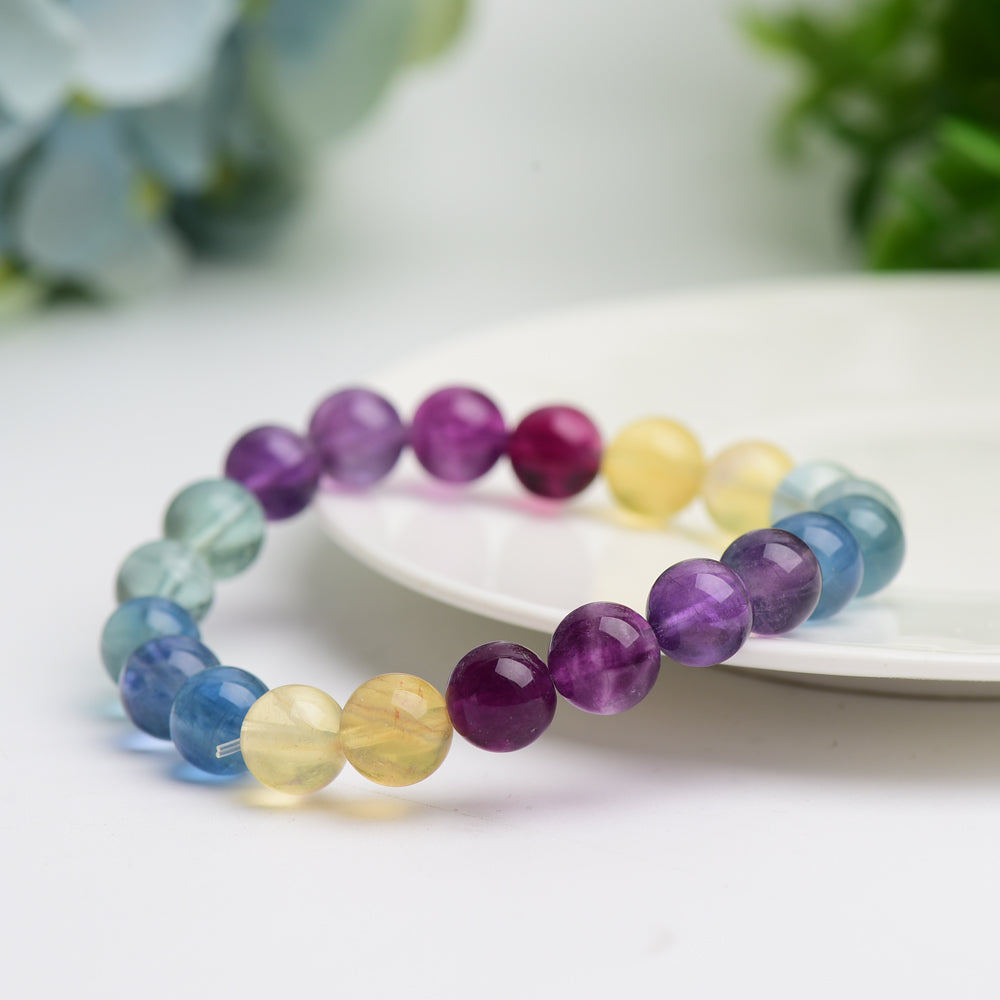 Bracelet en Fluorite Naturelle Multicolore – Harmonie & Concentration – Perles 9 mm