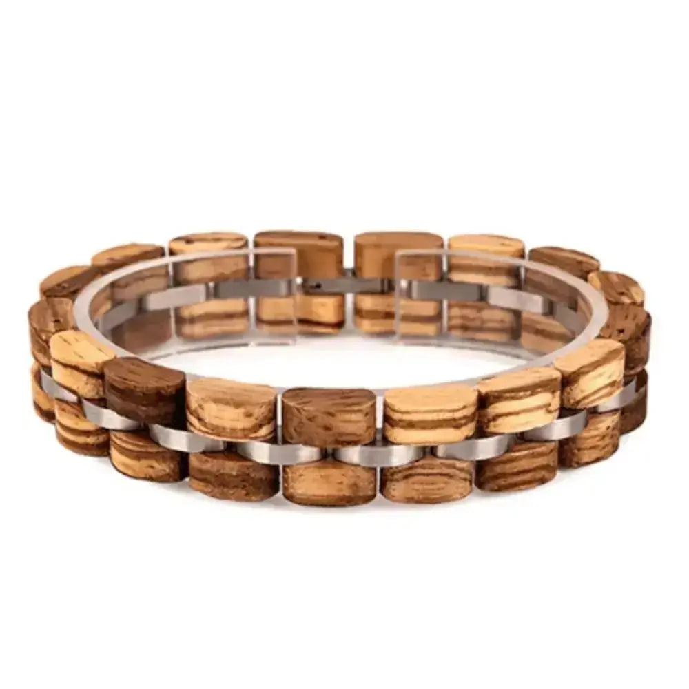 Bracelet Cuivre & Bois Noir Sculpté – Accessoire Unisexe Élégant
