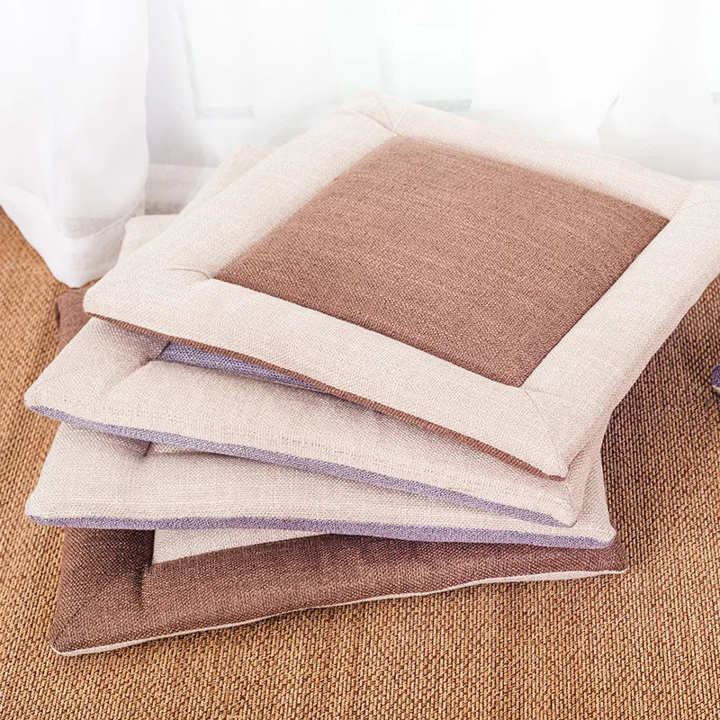 Coussin de Chaise Japonais en Lin & Éponge Verticale – 40 × 40 cm