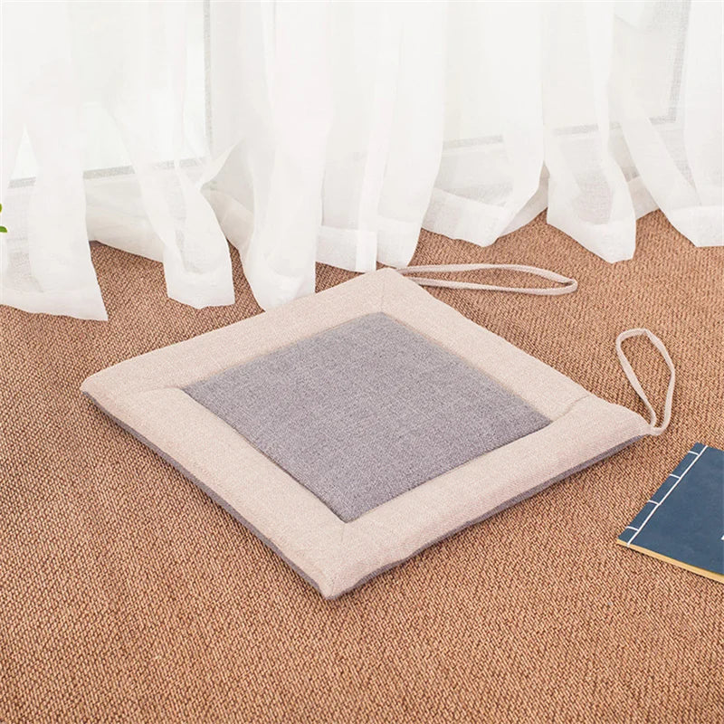 Coussin de Chaise Japonais en Lin & Éponge Verticale – 40 × 40 cm