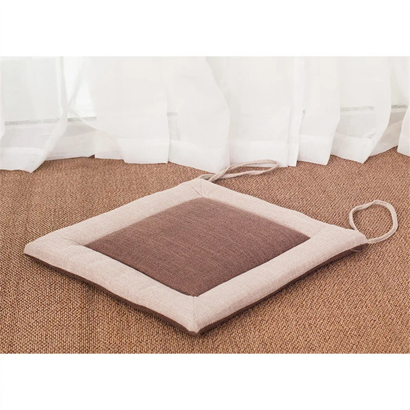 Coussin de Chaise Japonais en Lin & Éponge Verticale – 40 × 40 cm