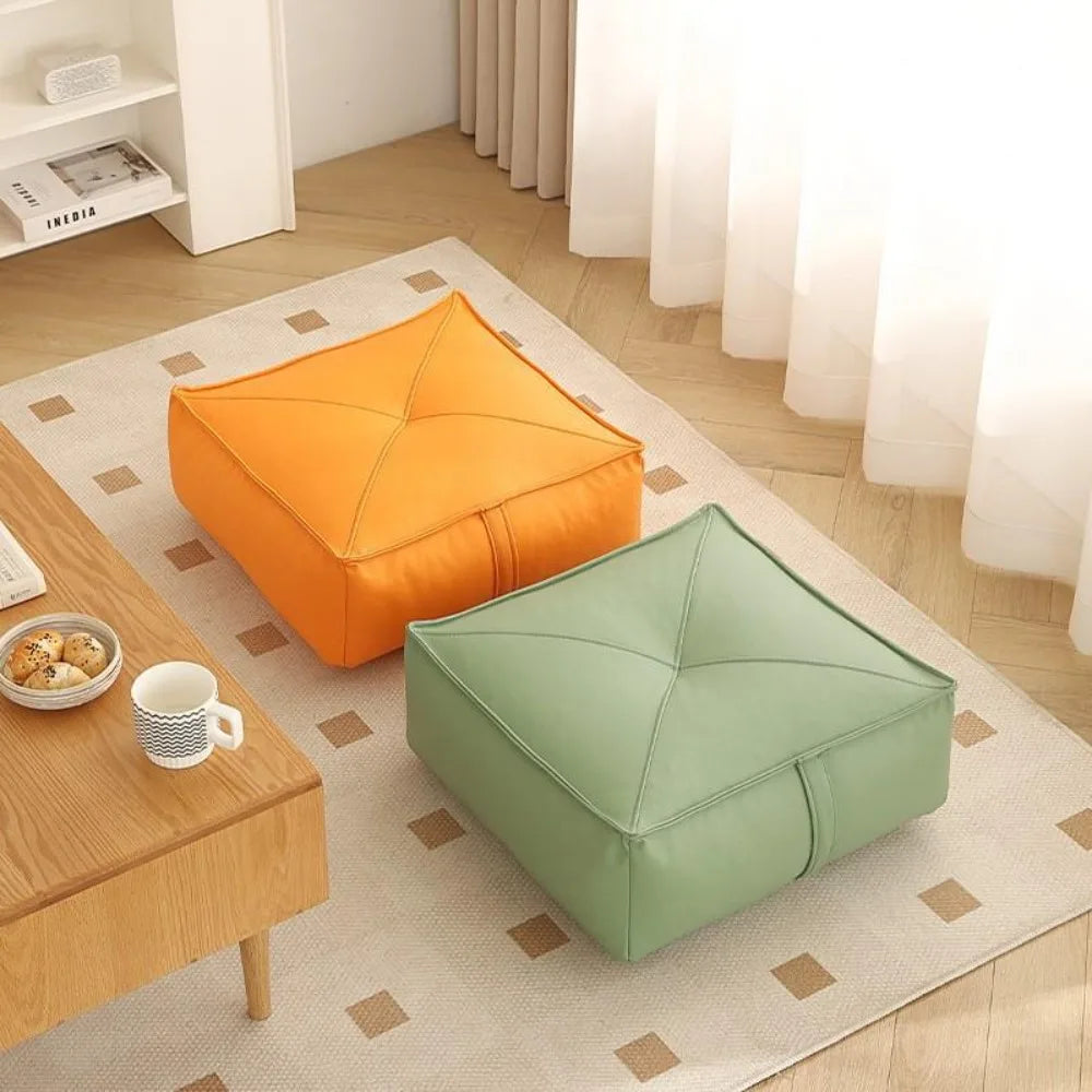 Coussin de Sol Japonais Carré en Cuir PU & Particules EPS – 40 × 40 × 15 cm