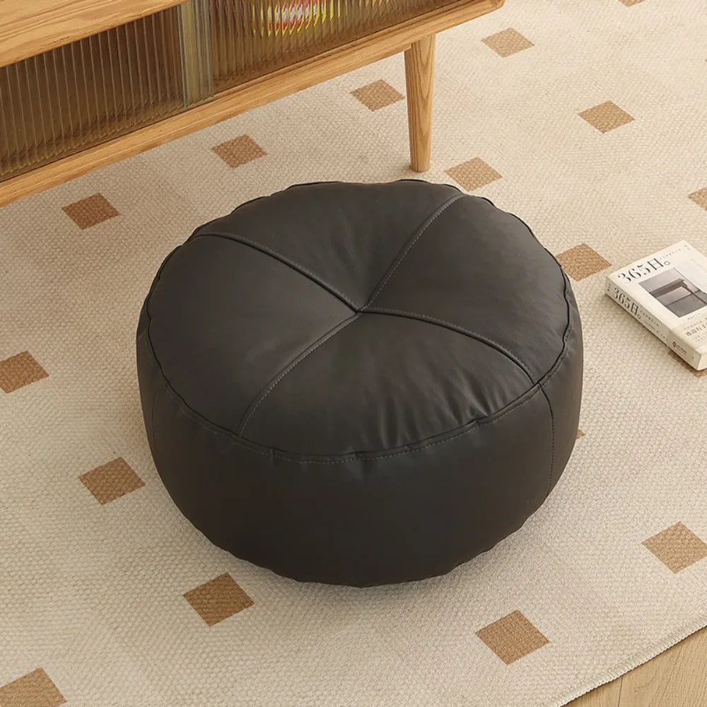 Coussin de Sol Rond Japonais en Cuir PU & Particules EPS – 40 × 15 cm