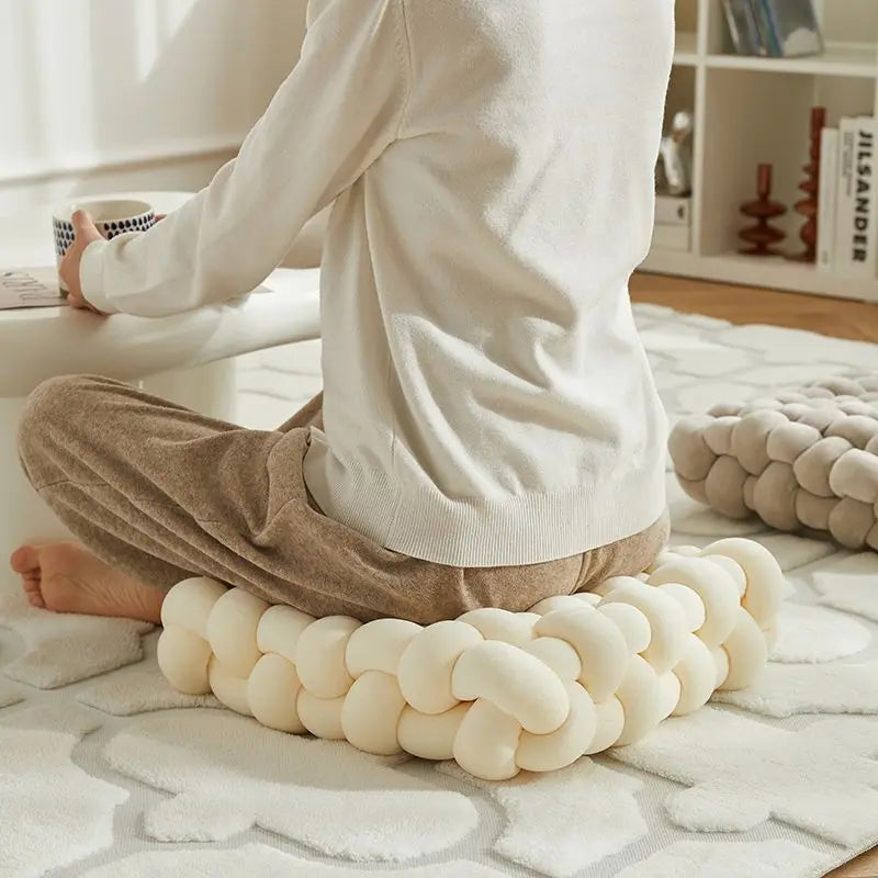 — Coussin de Sol Tressé en Coton 40 × 40 cm | Confort Douillet & Style Moderne