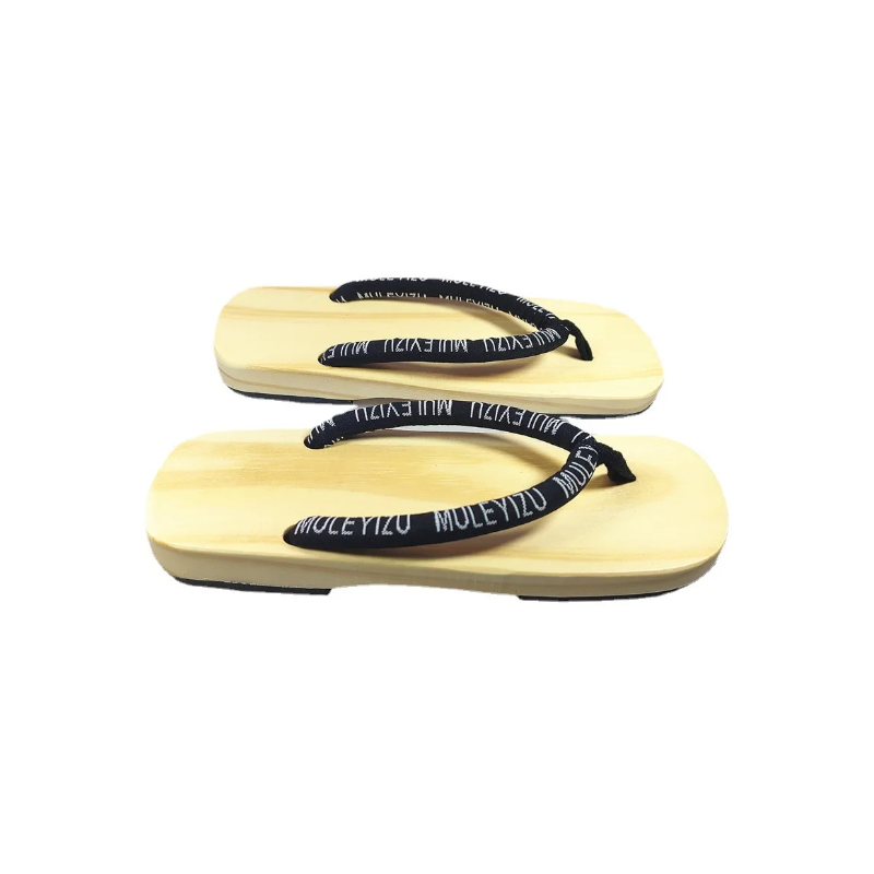 Sandales Geta Traditionnelles en Bois Naturel & Coton