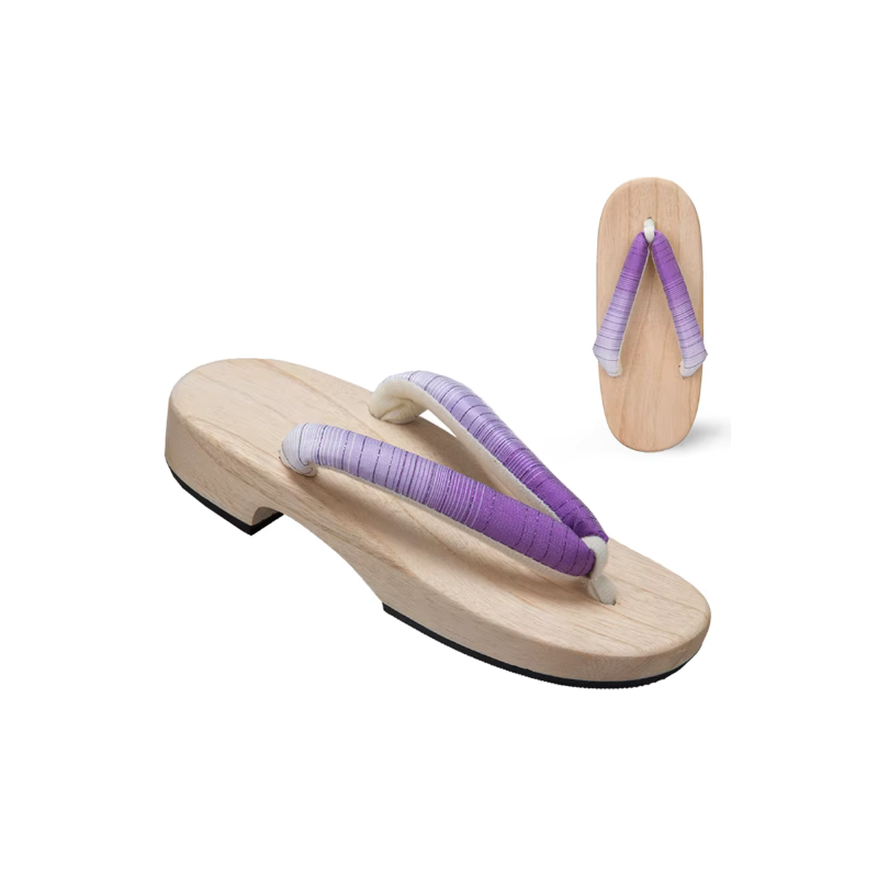 Sandales Geta Dégradées en Bois Naturel & Coton