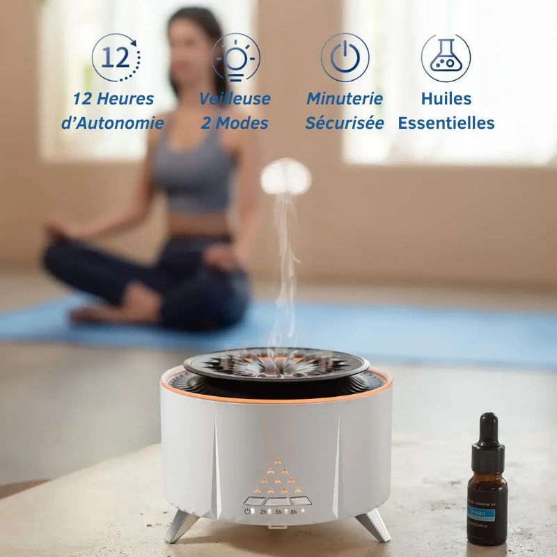 Diffuseur d’Huiles Essentielles “Nuage Magique” – Brumisateur Ultrasonique Aromathérapie & Ambiance Zen